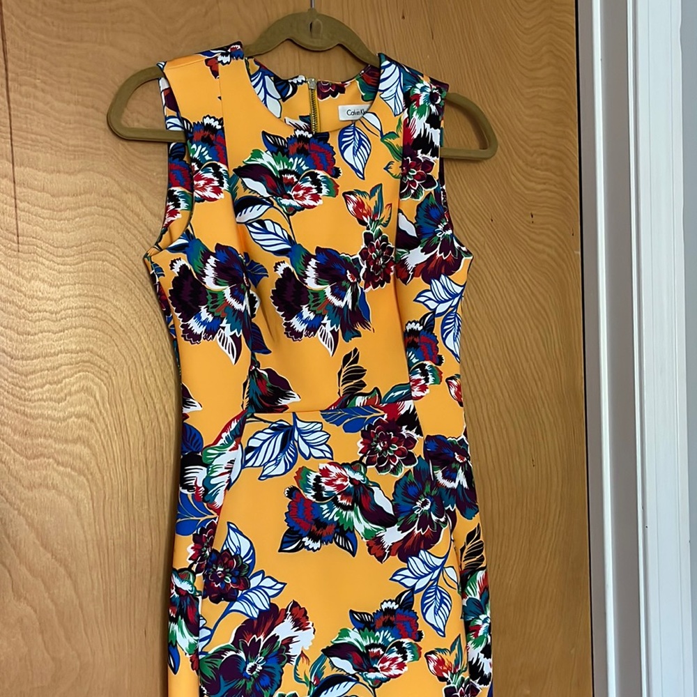 Calvin Klein Size 4 knee length! Bright colors looks stunning on.